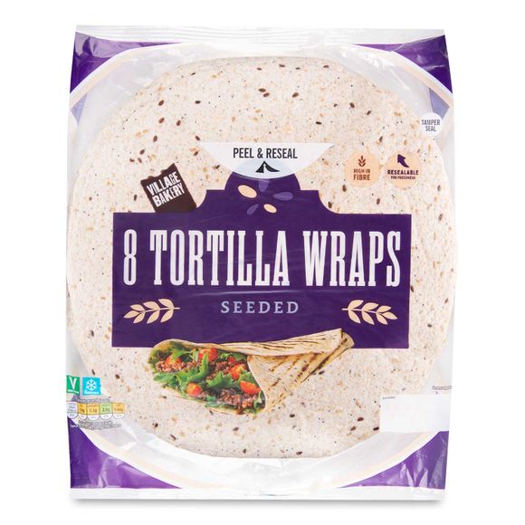 Seeded Tortilla Wraps 8x62g Village Bakery